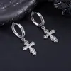 Brincos de Cruz Cravejados com Diamantes para Homens, Brincos de Aço Inoxidável Tendência de Personalidade de Nicho para Mulheres, Acessórios de Alto Padrão, Brincos Masculinos
