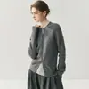 Cárdigan de Punto Casual con Cuello Redondo ~ 100% Cachemira Pura para Mujer, Chaqueta de Oficina, Suéter Básico, Suministro Directo de Fábrica