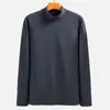 Tops de otoño e invierno con cuello semi-alto, forro polar de doble cara, capa interior ajustada de negocios, camiseta base cálida, camiseta de manga larga para hombre
