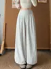 Pantalones anchos acampanados de color blanco grisáceo para mujer, nuevo estilo Otoño 2026, de cintura alta, adelgazantes, casuales, plisados, para petite, holgados, pantalones tipo linterna