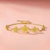 Juego de Anillos de Boda Flor de Durazno Dorado Zhoujia Mismo Estilo Serie de Bodas Collar Pulsera Anillo Flor de Durazno Juego de Tres Piezas
