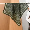 Pañuelo pequeño cuadrado de algodón y lino con estampado de espiga estilo "old money", pañuelo para la cabeza tipo terciopelo sedoso, chal protector solar para el cuello para mujer