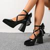 Zapatos Mary Jane de Primavera 2025 Zapatos de Tacón Alto para Mujer Suela Gruesa Boca Baja Tacón Grueso Zapatos Individuales Correa Cuero Patente Negro Zapatos de Cuero Pequeños