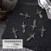 Nail Art Crocore Retro Alloy Jóias Cross Punk Estilo tamanho pequeno Estilo escuro prata com diamante Prego Diamante
