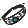 Oye Ventas Directas de Fábrica Pulsera Zodiaco Vintage Hecha a Mano Europea y Americana Pulsera de Cuero de los 12 Signos del Zodiaco Estilo Punk