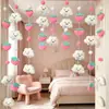 Cortina Rosa de Medio Panel Decorativa con Temática de Fresas y Estilo Girly, Instalación sin Taladro para Puerta de Dormitorio y Baño