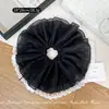 Scrunchie Grande Romântico de Renda Estilo Francês com Pregas Suaves para Mulheres, Acessório de Prendedor de Cabelo com Borda de Renda de Alta Elasticidade de Camada Dupla para Mulheres
