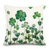 Funda de Cojín Estampada de Trébol de Cuatro Hojas para San. Funda de Cojín Decorativa de Lino para Sofá del Día de San Patricio