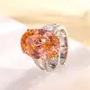 2024 nueva joyería Huabi cobre chapado en oro color simulación nido de pájaro tesoro corte forma de huevo anillo de temperamento femenino 13*18