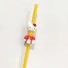 Fabricantes de Yiwu caricatura popote reutilizable comida plástico creativo novedad animal lindo gatito cerdo rosa popote