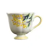 Conjunto de Xícara de Café e Pires de Cerâmica Osmanthus Dourado Pintado à Mão Cor Sob Esmalte Borda de Flores de Alto Valor Conjunto para Chá da Tarde Xícara de Chá Doméstica com Pires