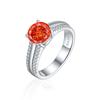 925 prata esterlina quatro- garra 2ct chama flor de gelo anel de corte europeu e americano gema colorido anel do tesouro conjunto 8*8 alto carbono diamante anel feminino INS