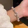 Pulsera Geométrica con Perlas de Zirconia y Perlas, Pulsera de Moda, Sencilla y Versátil, Joyería de Gama Alta de Nicho para Mujeres
