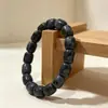 Pulsera de Cuentas Tubulares de Jade Artesanal Antiguo 11x9mm Jade Esmeralda de Bashan Pulsera de Cuentas Tubulares de Piedra Shoushan Cuenta de Ábaco Ojo de Halcón Piedra Lunar Gris