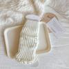 Calcetines para Niñas, Calcetines de Invierno de Caña Media Arrugados de Colores Caramelo, Calcetines de Lana Tejidos de Encaje de Color Sólido para Bebés Niñas