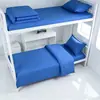 Conjunto de Lençol e Capa de Edredom de Três Peças, Algodão Puro, Capa de Edredom Azul Chama Resistente ao Fogo, Colcha para Uso em Dormitório, Conjunto de Roupa de Cama de Seis Peças