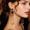Pendientes de borla larga con campana de estilo étnico bestseller transfronterizos, Pendientes personalizados de moda bohemia, Pendientes colgantes de campana multicapa