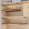 Cesta colgante retráctil para debajo del gabinete, estante de almacenamiento retráctil para debajo del escritorio de dormitorio, estante colgante para almacenamiento de bocadillos para litera inferior de dormitorio universitario