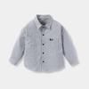 Camisa Rayada para Niños Manga Larga Amigable con la Piel Primavera y Otoño Nueva Camisa Algodón Puro Versátil Niños Lavada Moderna Algodón Lavado
