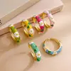 Anel Transfronteiriço Moda Europeia e Americana Flor Esmaltada Anel Temperamento Retrô Design Simples Não Desbota Acessórios para Mulheres