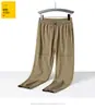 Pantalones de seda de hielo tobilleros negro gris azul pantalones rectos estilo coreano casual para hombre pantalones de seda de hielo con alta elasticidad secundaria versión pública