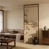 Nova Divisória de Tela de Madeira Maciça Estilo Chinês para Entrada de Sala de Estar, Tela Pintada Semitransparente de Bambu Inspirada no Zen para Entrada de Sala de Chá