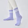 Calcetines de yoga nuevos antideslizantes de talón multicolor para mujer, calcetines de algodón de color sólido con dedos, calcetines deportivos de Pilates de media caña con dedos