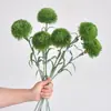 Nuevo Clavel Artificial Transfronterizo Clavel Verde Planta Verde de Gran Venta Bola de Espinas Goma de Tacto Suave Accesorio de Fotografía Decoración de Pompones Verdes