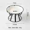 Cuenco para mascotas con pata de gato y espina de pescado, con soporte, cuenco para gatos doméstico, cuenco para perros, cuenco de agua de cerámica, utensilio para comida de gato y perro con soporte
