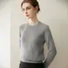 Suéter feminino de malha clássico com gola redonda 100% cashmere, novo estilo outono/inverno, simples e confortável, macio e amigo da pele, peça para vestir por cima