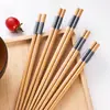 Palillos de Bambú Impresos para el Hogar al por Mayor, Exquisitos Palillos de Bambú para Sushi sin Nudos, Vajilla Estilo Chino