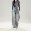 Jeans Rasgado Vintage de Nicho para Mulheres Verão 2025 Tendência Versátil Novo Petite Reto Solto Calças Wide-Leg