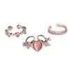 Anillo de Corazón de Diamante Rosa Dulce y Cool para Mujer, Diseño Nicho, Anillo Versátil, Anillo de Dedo Índice Moderno y Personalizado, Ajustable