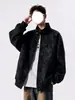 Chaqueta de Cuero PU Retro Americana con Cuello Alto para Hombre Otoño de Gama Alta Canalla Fresca Biker Chaqueta de Béisbol Chaqueta Casual de Trabajo