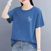 Roupas femininas plus size, novos estilos de verão para mulheres plus size, que escondem a barriga e emagrecem, camisetas de manga curta para comércio exterior, tops únicos e modernos