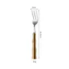 Juego de Cuchillo, Tenedor, Cuchara de Acero Inoxidable 304 con Patrón de Bambú Creativo y Mango de Cerámica, Cuchillo, Tenedor, Cuchara para Steak Estilo Occidental, Cucharita de Té, Vajilla de Hotel