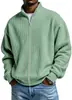 Estación Independiente Transfronteriza Europea y Americana Ropa de Hombre Estilo Americano Moda Desgastada para Hombre Chaqueta Sencilla de Color Sólido Waffle Cuello Alto con Cremallera