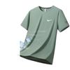 Verano Nuevo Elástico Seda de Hielo Secado Rápido Cuello Redondo Camiseta Moda Holgada Talla Grande Juvenil Deportes Casual Transpirable Manga Corta