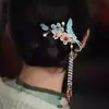 Accesorio para el Cabello con Borlas, Azul Quemado Clásico, Nuevo Estilo Chino, Accesorio para el Cabello de Boda tipo Falda de Caballo, Pinza Lateral, Accesorio para el Cabello Cheongsam para Mujer