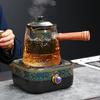 Tetera de Esmalte con Asa Lateral, Tetera para Aroma de Oficina y Hogar, Estufa Eléctrica de Cerámica para Té Resistente al Calor