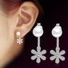 Wei Hua Margarita Coreana Joyería para Orejas Temperamento Flor Pendientes Colgantes Traseros de Perlas para Mujer Joyería Plateada al por Mayor de Fábrica