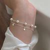 Pulsera de Doble Capa con Perlas de Estrella Estilo Fresco Dulce Diario para Viajes S925 Plata Nalan S7172