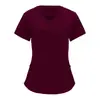 Ropa de Trabajo Estilo Enfermera Europea y Americana Transfronteriza Camisa de Color Puro Cuello en V Pantalones con Bolsillo Grande de Solapa Camiseta de Manga Corta Talla Estándar/Talla Grande para Mujer