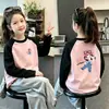 Camiseta Térmica de Manga Larga con Bloques de Color para Niñas Otoño Primavera Invierno Nueva Cuello Redondo Parte Superior Cepillada Ropa Interior Casual para Bebé