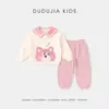 Conjunto Otoñal Nuevo Estilo Dudu con Cuello de Muñeca Conjunto de Dos Piezas de Pantalón y Top para Niños Ropa para Niñas Moda de Otoño