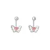 Original Ganjia S999 Plata para Pies Corazón Rosa Mariposa Moderna Moda Popular ins Dulce Lindo Nicho Pendientes para Cabello Generacional