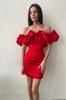 Venta Directa de Fábrica Vestido 2026 Verano Mujer Volantes Sexy Hombro Descubierto Gama Alta Elegante Vestido de Gala Estilo Francés Color Sólido