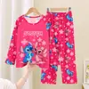 Pijama Infantil 2025 Primavera e Outono Algodão Imitado Manga Longa Conjunto de Roupa de Casa Novo para Meninos e Adolescentes Estudantes