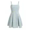 Comercio Exterior Transfronterizo Ropa de Mujer al por Mayor 2026 Nuevo Estilo Europeo y Americano Sencillo Azul Estampado Vestido de Verano Mini de Corte A