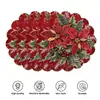 Tenu Export Engrosado Resistente al Desgaste Redondo Patrón Navideño Salvamanteles Fácil de Limpiar Estilo Occidental Base para Plato Mantel para Fiesta Navideña
